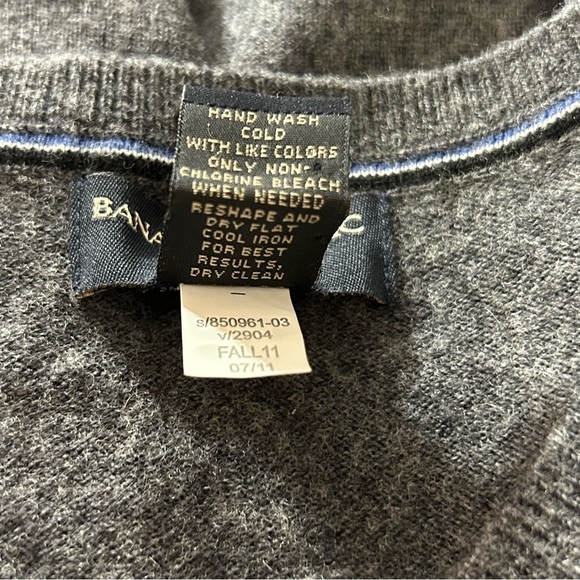 Banana Republic Sweater V-Neck Merino Wool Gray Men's Size XL - Picture 4 of 7